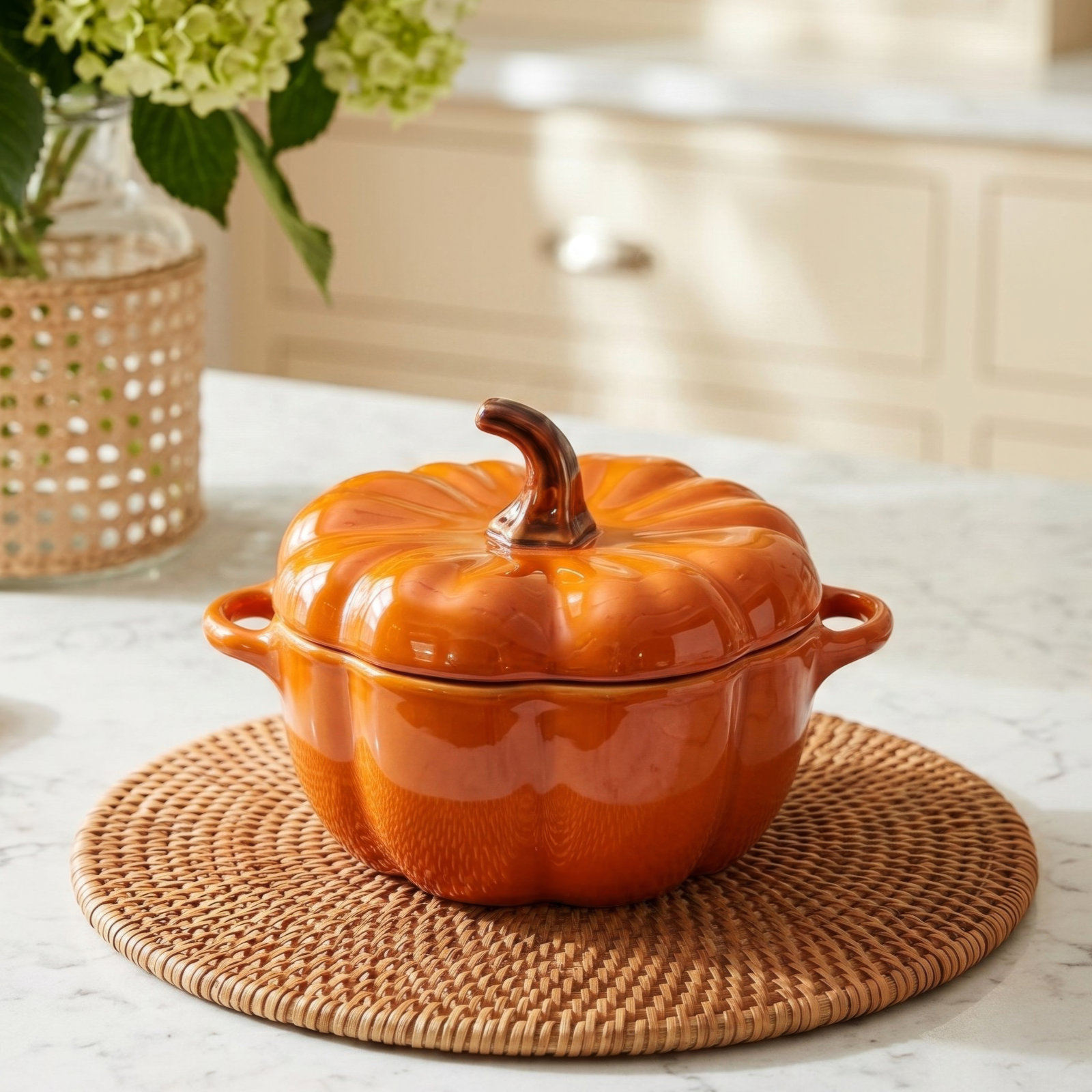 Ceramic Pumpkin Cocotte, 0.54 quart