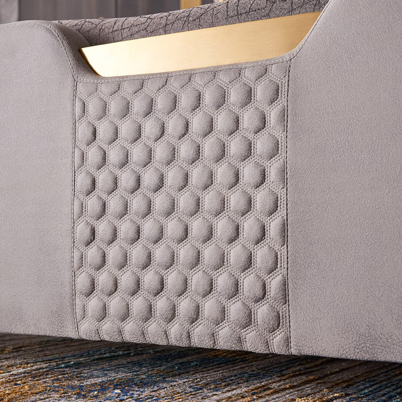 Upholstered Bed Frame With Tufted Wingback Headboard, Gray