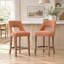 Ensemble de 2 tabourets de bar modernes rembourrés, hauteur du comptoir, pieds en bois, pour îlot de cuisine et salle à manger, orange