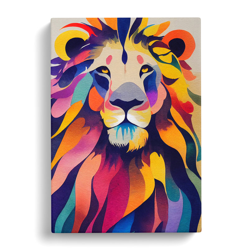 Watercolour Lion Vol.3 - Wrapped Canvas, 50cm H x 35cm W x 3cm D
