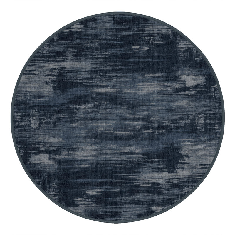 Tapis abstrait gris lavable à la machine, Rond 4 pi