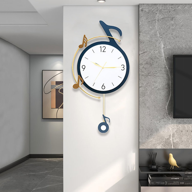 Horloge murale décorative à quartz avec pendule, conception de note de musique silencieuse à piles pour le salon, la cuisine, la chambre et la décoration
