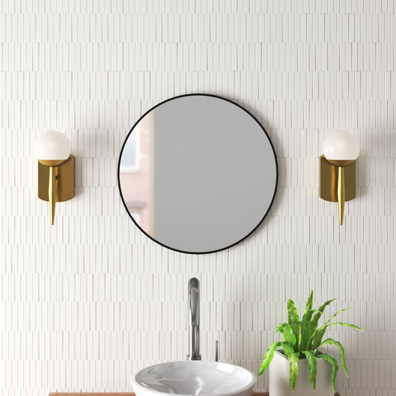 Rouillard Metal Round Mirror, 20" x 20", Black