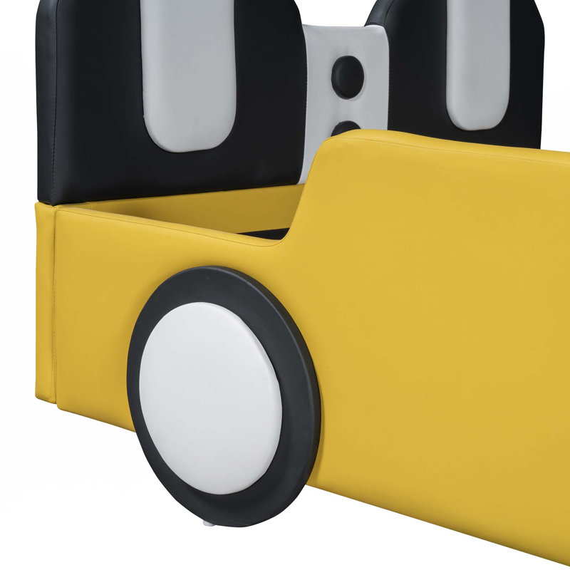 Lit plateforme simple avec roulettes, Jaune