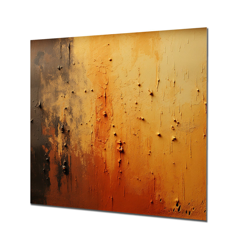Orange Chaos Collage II - Abstract Collages Metal Wall Art, 16" H x 16" W