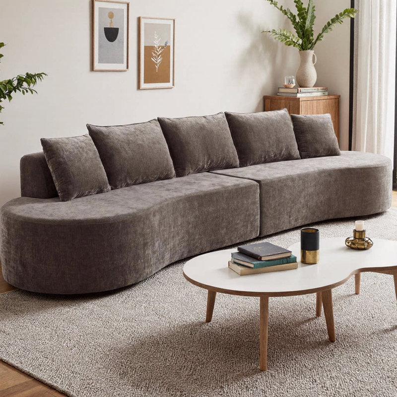 Canapé modulaire incurvé moderne de 138,6 po, ensemble 2 pièces avec éponge compressée haute densité, entièrement assemblé faisant face à la gauche / à la droite, conception à profil bas pour le salon