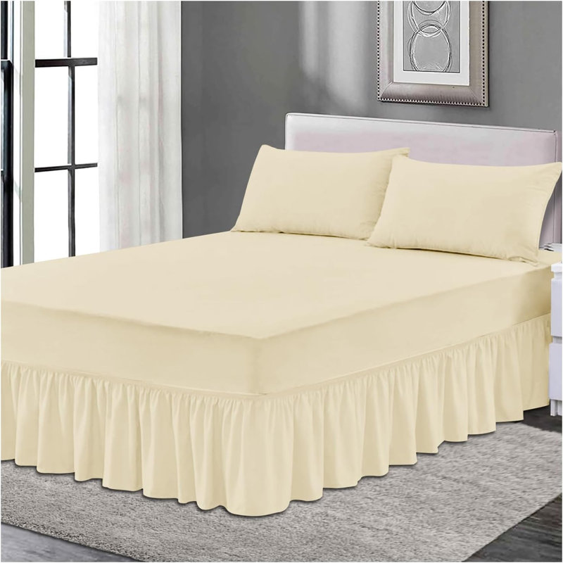Premium Cotton Blend Plain Dyed Valance Sheet | Soft Durable and Breathable Luxury Bed Sheet for Ultimate Comfort, Cream