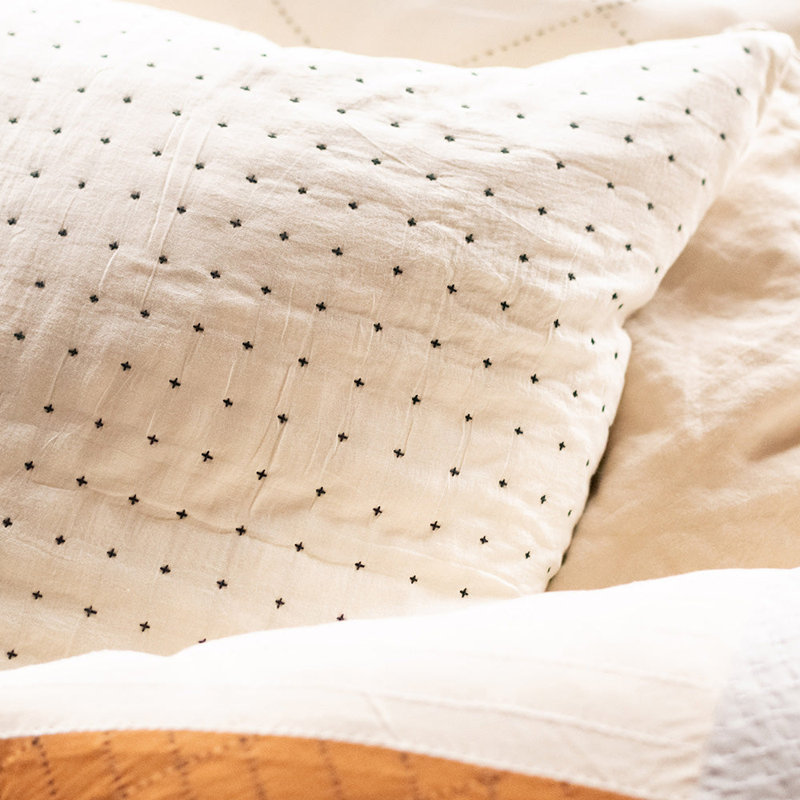 Polka Dots 100% Cotton Sham, White/Black