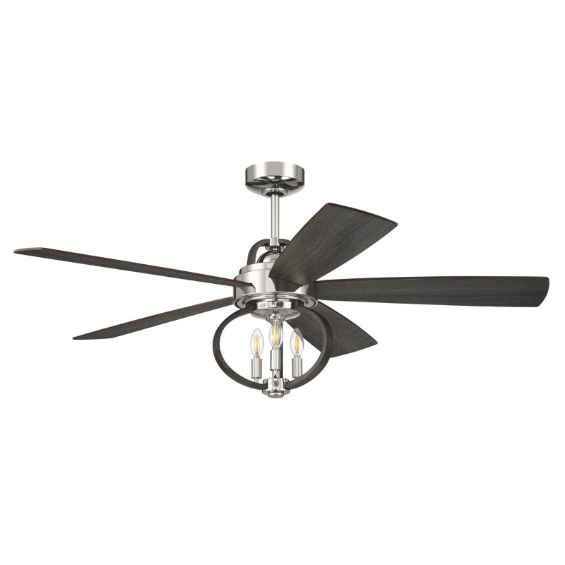 52'' Ceiling Fan with LED Lights, White/Silver