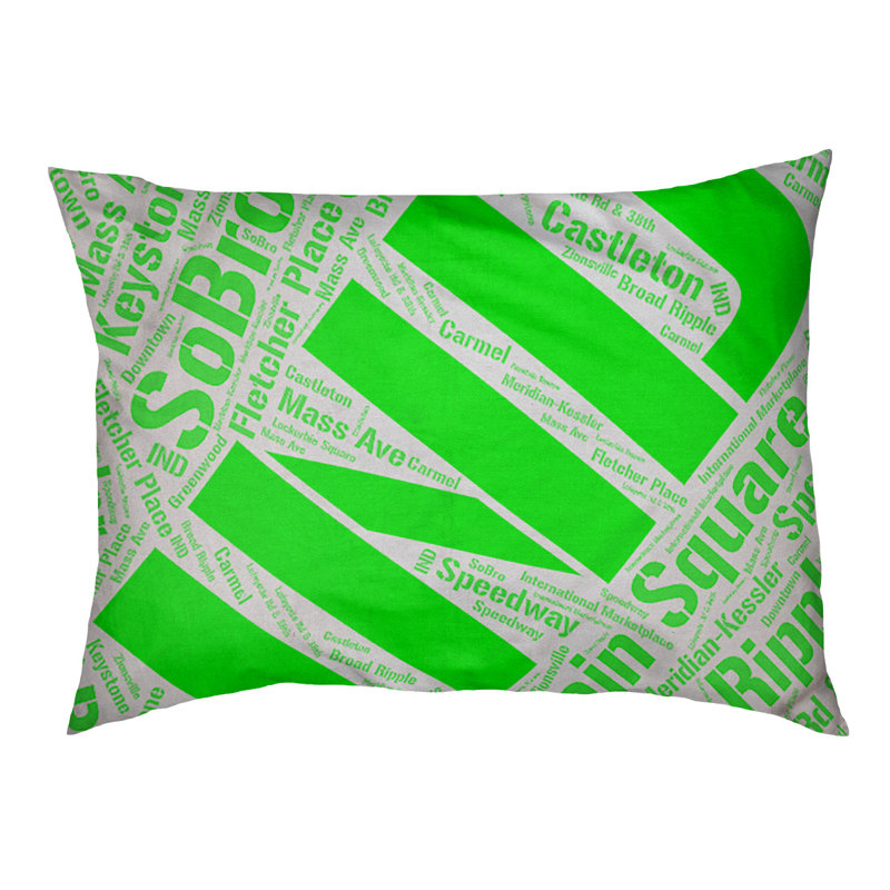 Coussin de chien « districts », Grand (l 40 po x P 30 po x H 14 po), Vert, Indianapolis