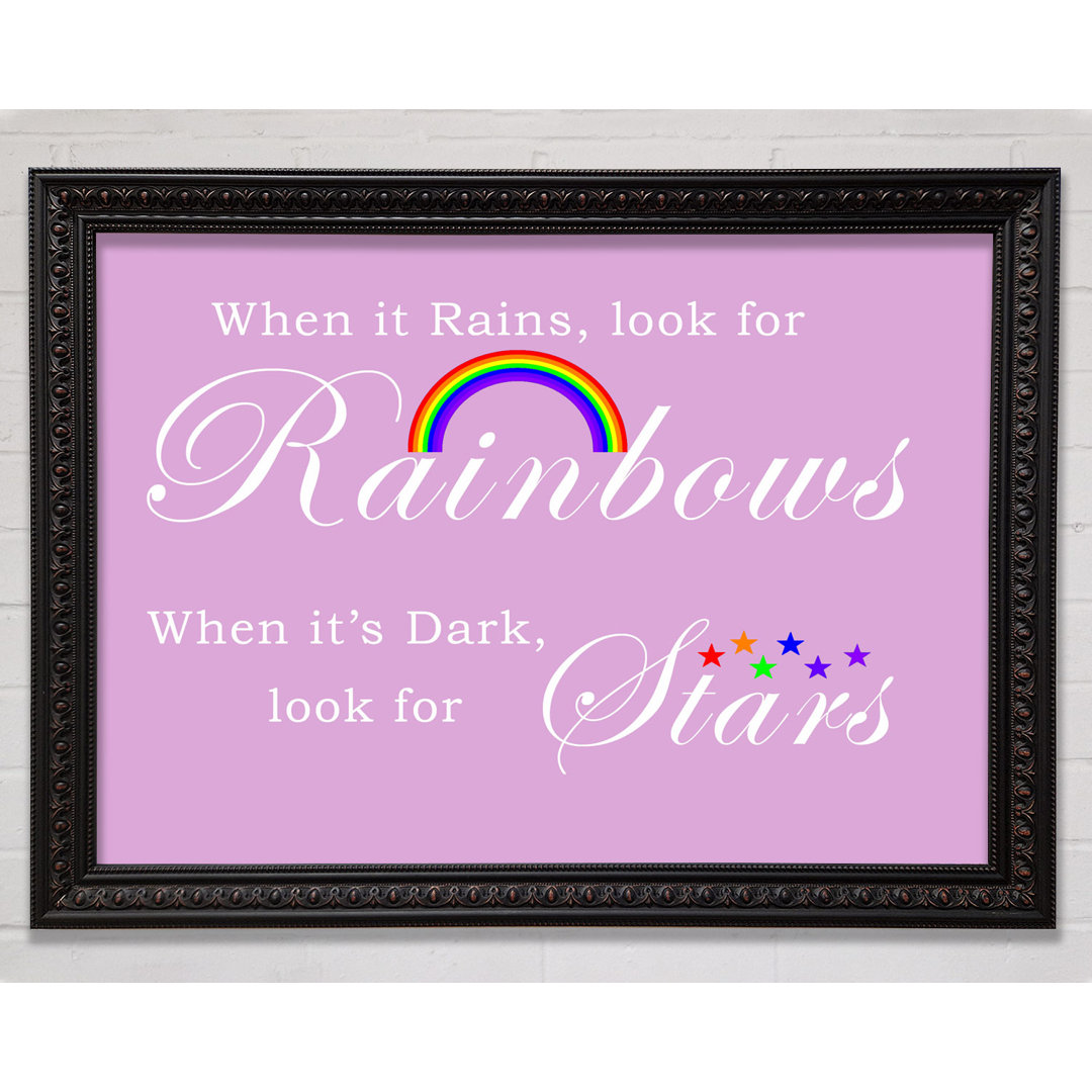 Mädchenzimmer Zitat When It Rains Look For Rainbows 2 Vivid Pink - Single Picture Frame Art Prints