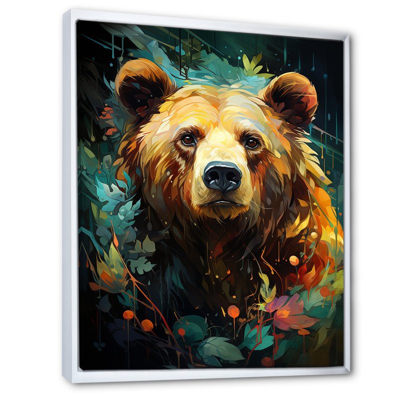 «Expressionist Grizzly Bear Vigor» sur toile, H 32 po x l 16 po x P 1 po, Cadre flottant blanc