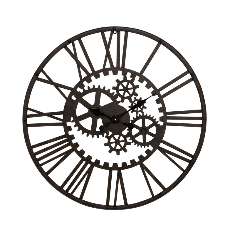 Horloge murale décorative en métal noir, Noir