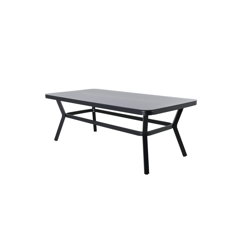 Varena Rectangular Metal Outdoor Dining Table , cm W cm D, 74cm H x 200cm W x 100cm D, Black