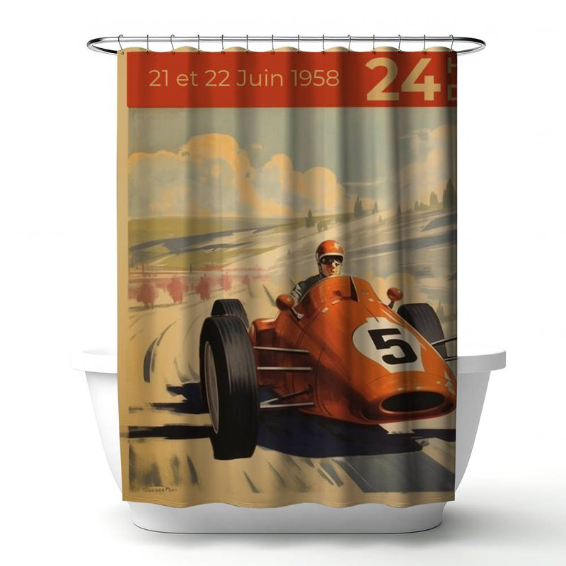 Shower Curtain TR82 – Polyester Shower Curtain, Dye Sublimation Print, 71" W × 74" L