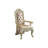 Champagne Gold Carved Wood Tufted Dining Arm Chair Bonded Leather Accent Chair
