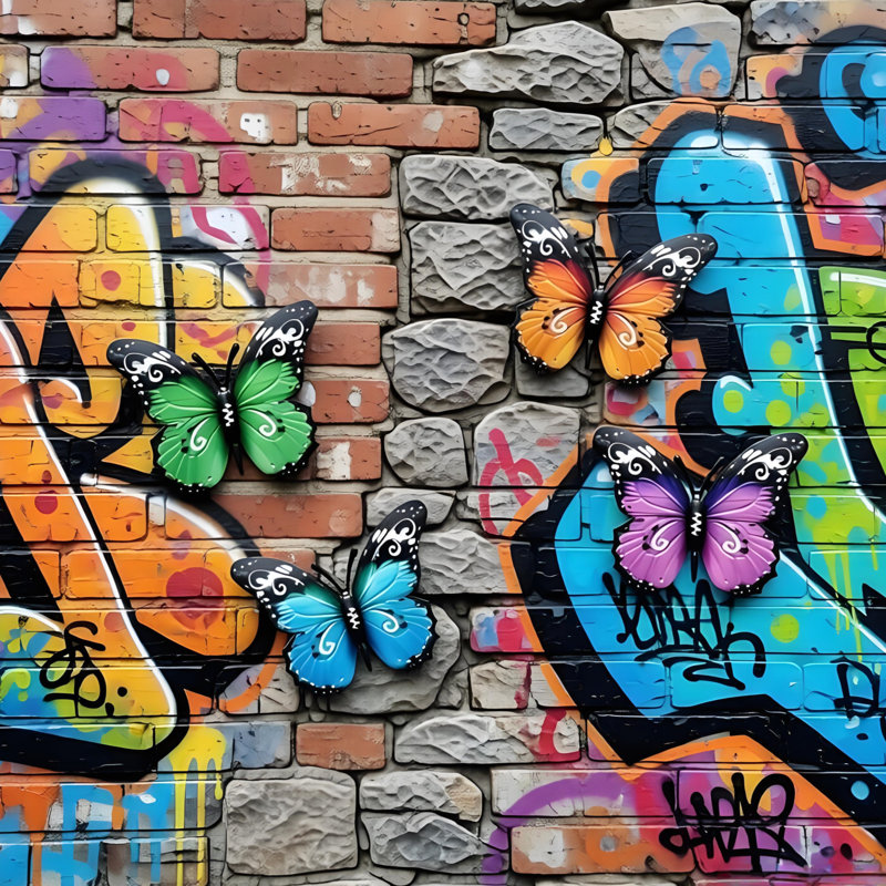 4 pièces de décorations murales papillon en métal 3D avec autocollants muraux en métal