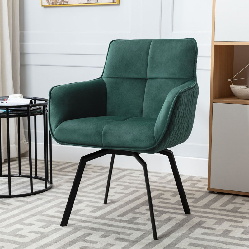Fauteuil d'appoint pivotant en velours Ames avec pieds en métal Ames, Vert