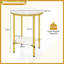 Side Table White & Gold Modern Round End Table With Faux Marble Top & Bottom Storage Shelf-1299504792-1299504799