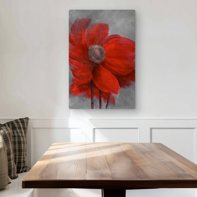 Red flower in the wind - Floral Metal Print for Home Decor