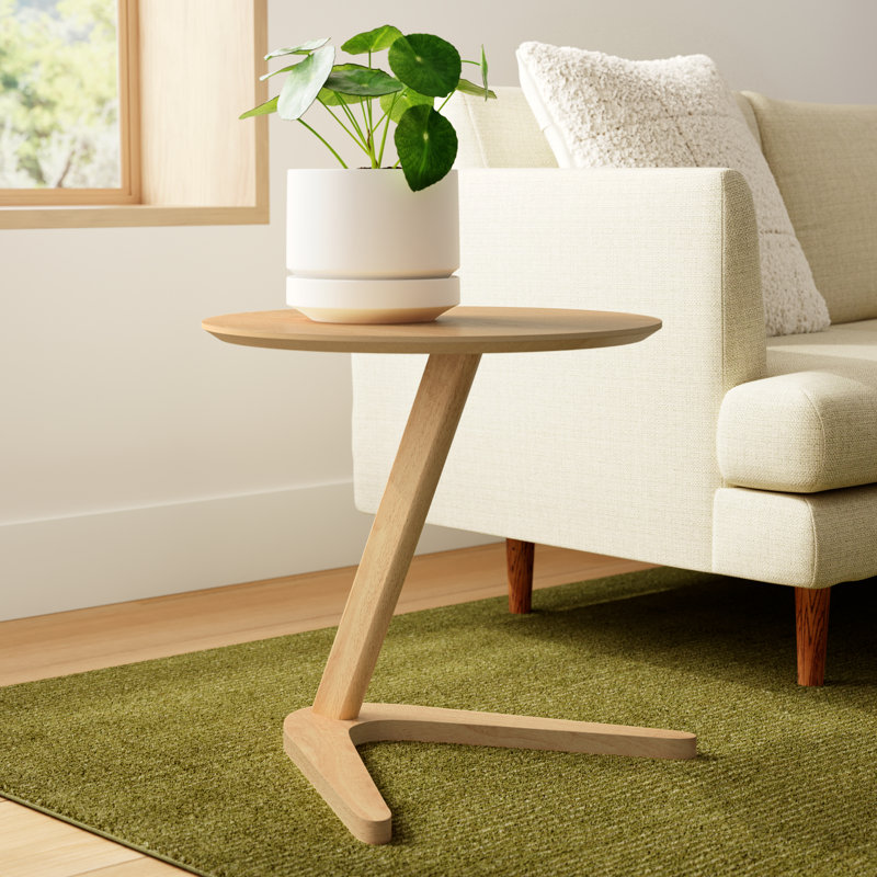 Healey Solid Wood Round C-Table End Table, Oak
