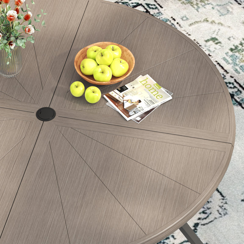 4-Person Aluminum Round Patio Dining Table, Brush Wood Gray, 28" H x 40.6" L x 40.6" W