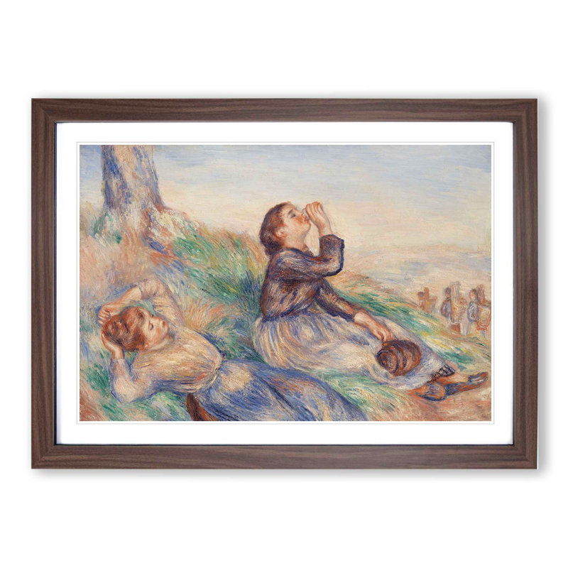 Grape Gatherers by Pierre-Auguste Renoir - Picture Frame Painting, 27cm H x 36cm W x 2cm D, Walnut Framed