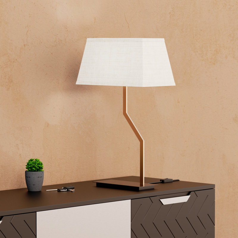 Angled Brass Table Lamp with Textured Shade - 25" - E26 Bulb Compatible - Modern Elegance