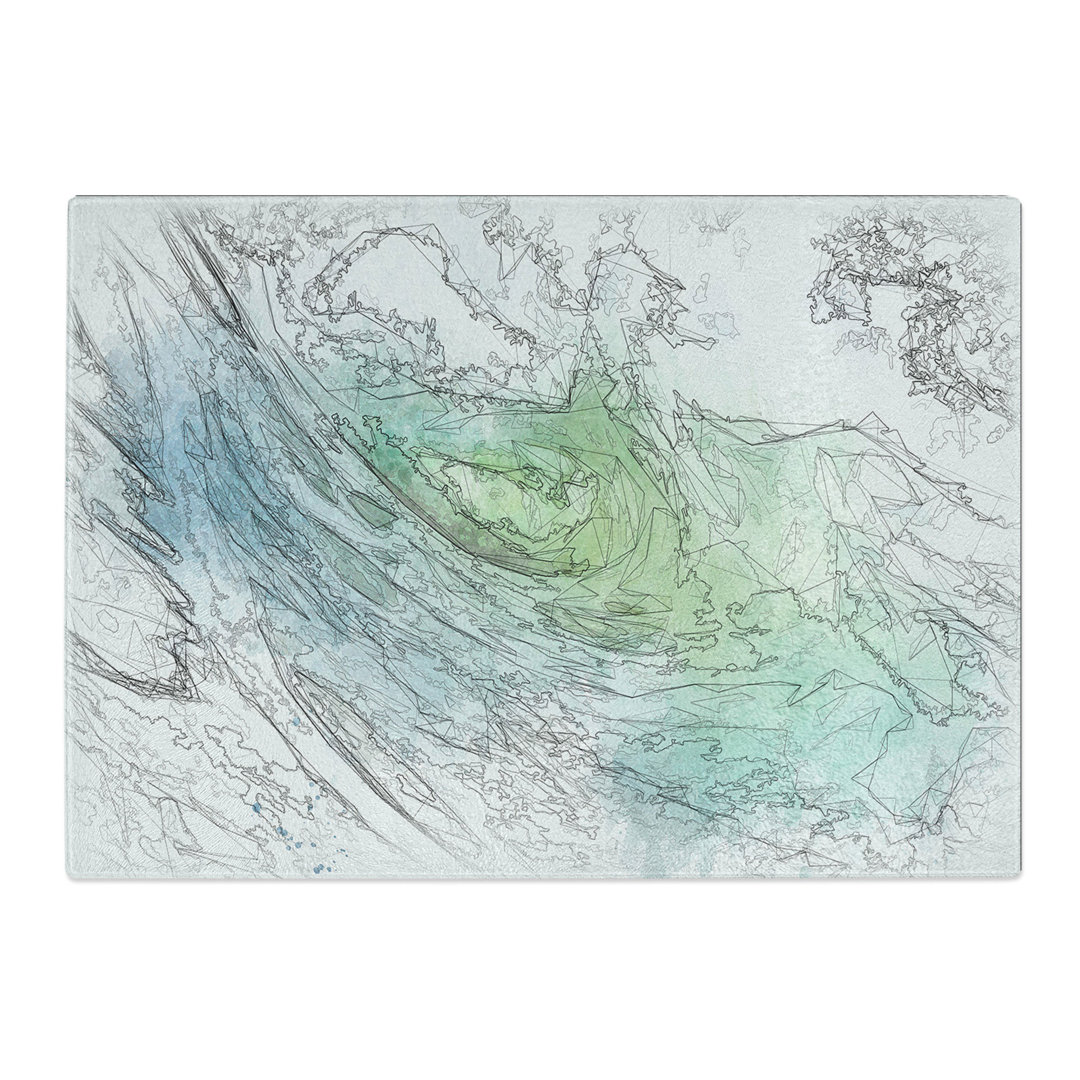 Tempered Glass the Curl of a Wave Chopping Board