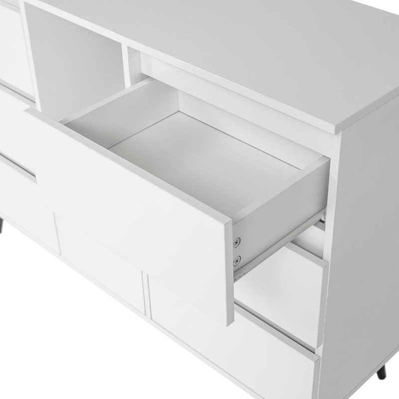 Modern White Gloss Sideboard Cabinet With Advanced Storage And LED Lights