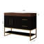 Meuble-lavabo simple autoportant noir de 91 cm (36 po) avec lavabo en céramique, comptoir en pierre frittée brun chaud et tablette ouverte