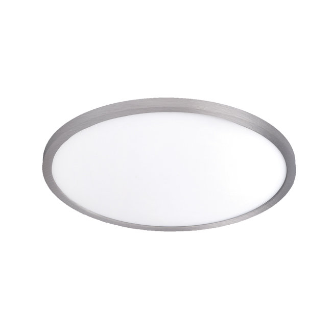 Plafonnier encastré rond simple à DEL 11 po Simple, Nickel brossé, 3000k, H 1,25 po x l 11 po x P 11 po