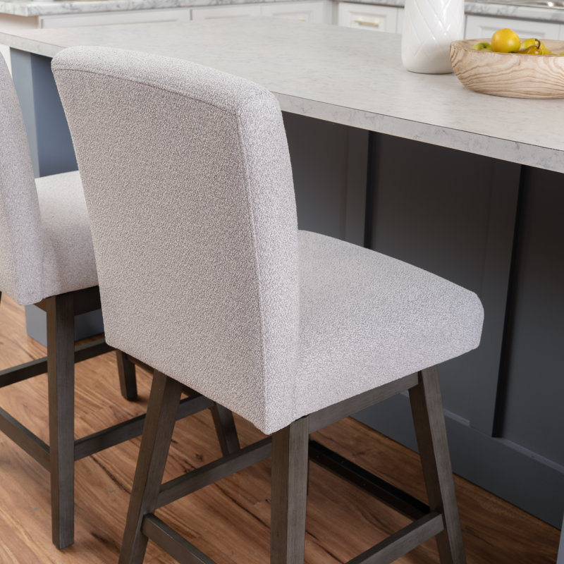 Tabouret pivotant Cyrus, Tabouret de comptoir (siège d'une hauteur de 26 p, Siège gris / cadre noir