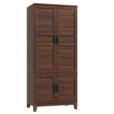 Armoire Wardrobe Closet with 4 Doors,72" Wooden Wardrobe Cabinet with Hanging Rod, Freestanding Tall Clothing Armoire Cabinet with 18 Adjustable Shelv by Wrought Studio