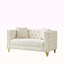 Canapé 58 po en velours Chesterfield de 58 po, canapé 2 places à siège profond, canapé moderne avec têtes de clou à boutons, accoudoirs carrés, meubles de salon, de chambre à coucher et de bureau (beige)-130670357