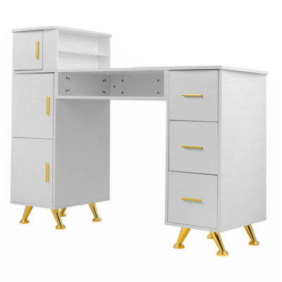 Vanity Desk With Drawer Storage Cabinets Manicure Table With Wrist Rest Cushion For Spa Beauty Salon Bedroom