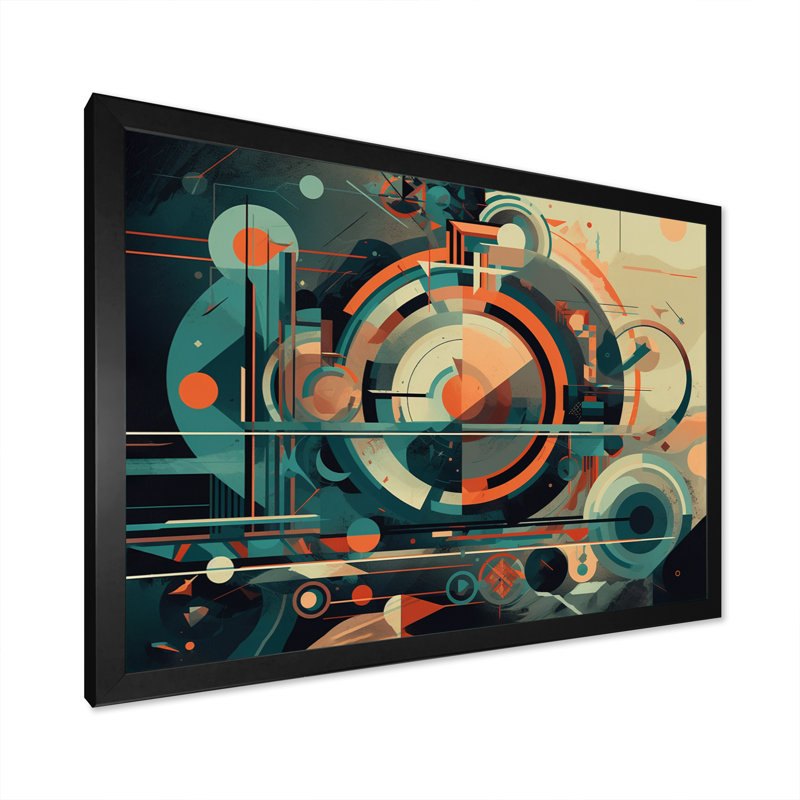 «Orange and Blue Abstracted Nostalgia I», impression sur toile, Cadre photo noir, H 16 po x l 32 po x P 1 po