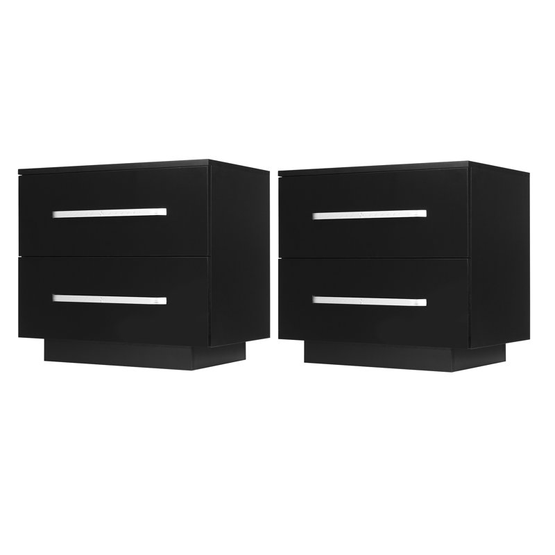 Table de chevet 2 tiroirs Marlotta, Noir
