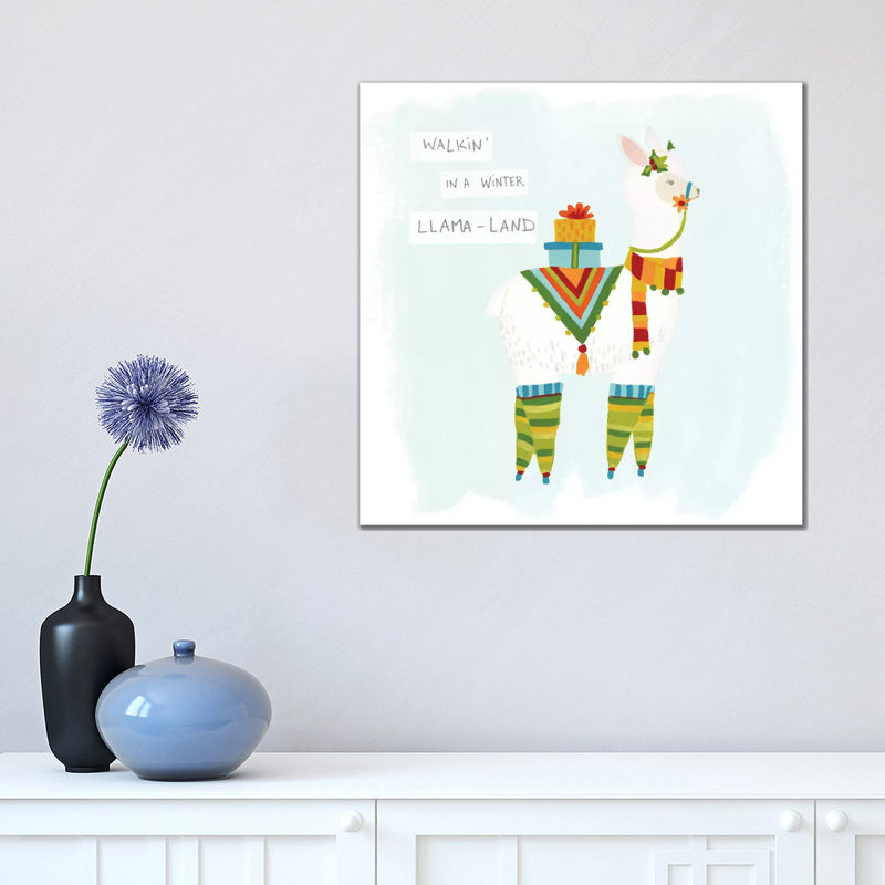 Fa-La-La-La Llama II by June Erica Vess - Wrapped Canvas Print, 45.72 cm H x 45.72 cm W x 1.91 cm D