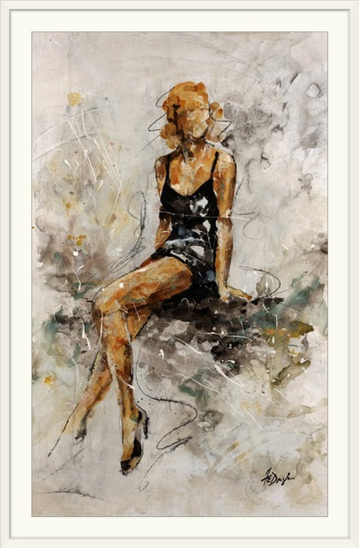 «Bombshell I» Farrell Douglass, reproduction d'art, H 32 po x l 24 po x P 1 po, Cadre blanc