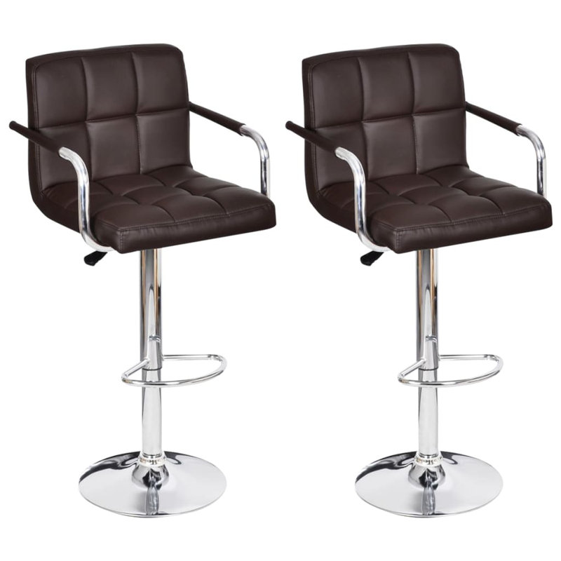 Upholstered Counter Stool with Metal Frame, Brown