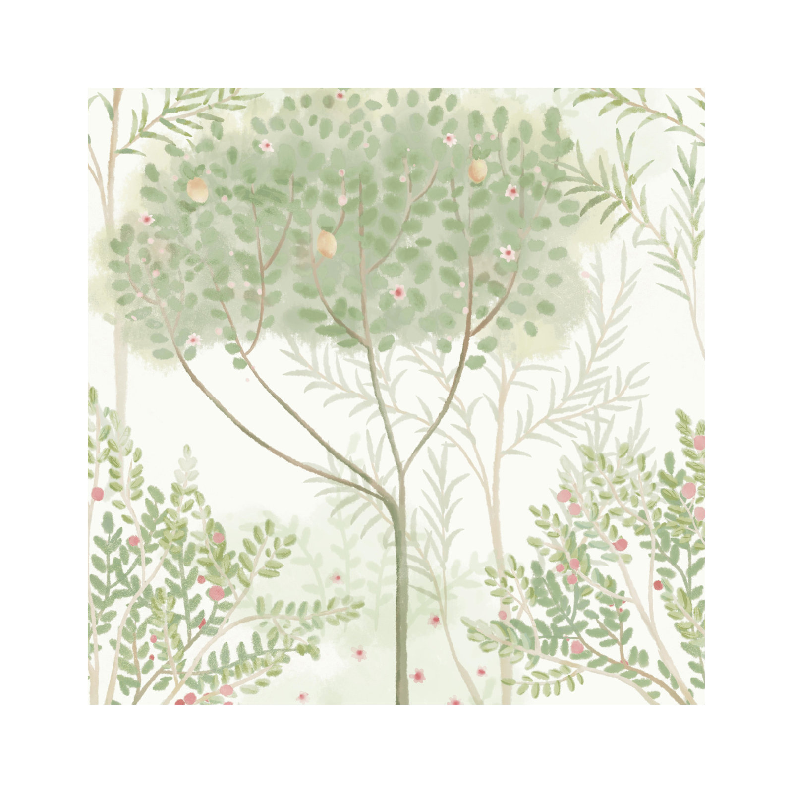 Astin Floral Double Roll, White/Green