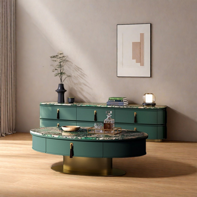 Table basse en marbre avec plateau télé
