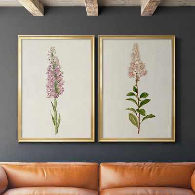 Mauve Garden Flowers I - ensemble de 2 reproductions d'art sur toile encadrées
