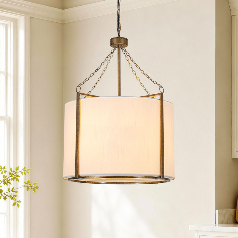 3 - Light Modern Fabric Drum Pendant Light