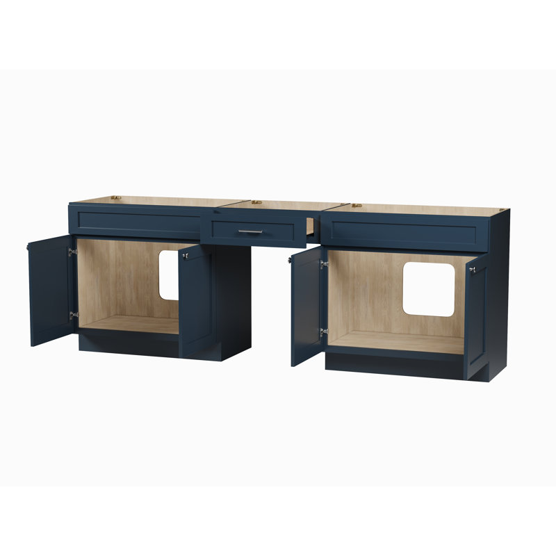 Ensemble de meuble-lavabo double 96 po Disar, Bleu