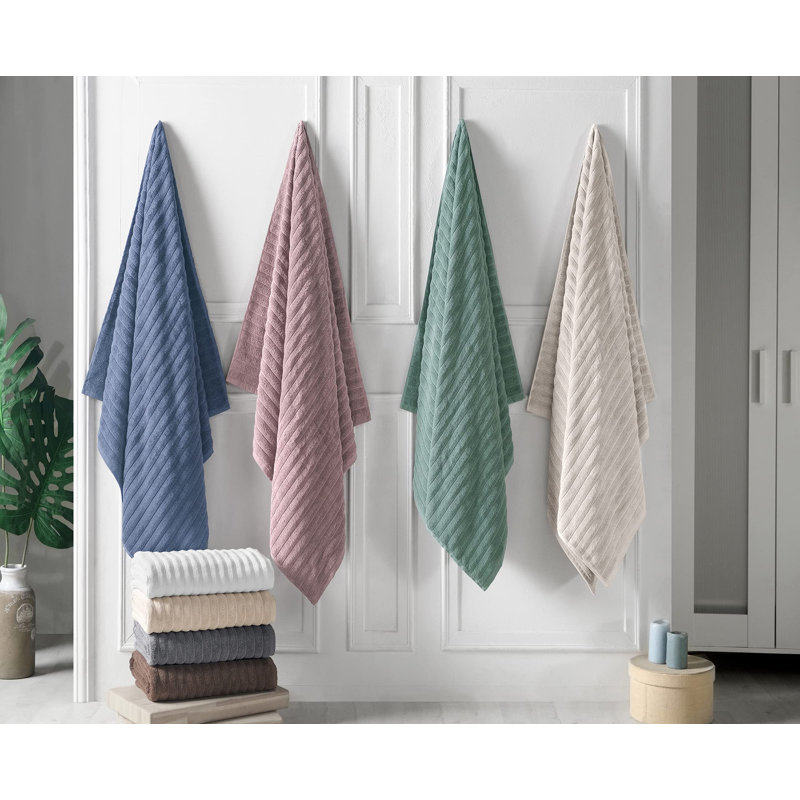 Fralick Ribbed Turkish Cotton Bath Sheet Set (Set of 3), Platinum