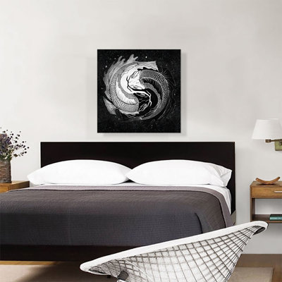 " Ying Yang Koi Carp Fish Black White "