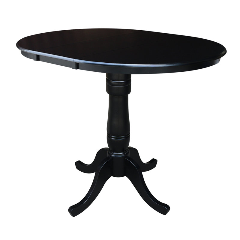 Counter Height Extendable Solid Wood Dining Set, 5 Pieces, Black