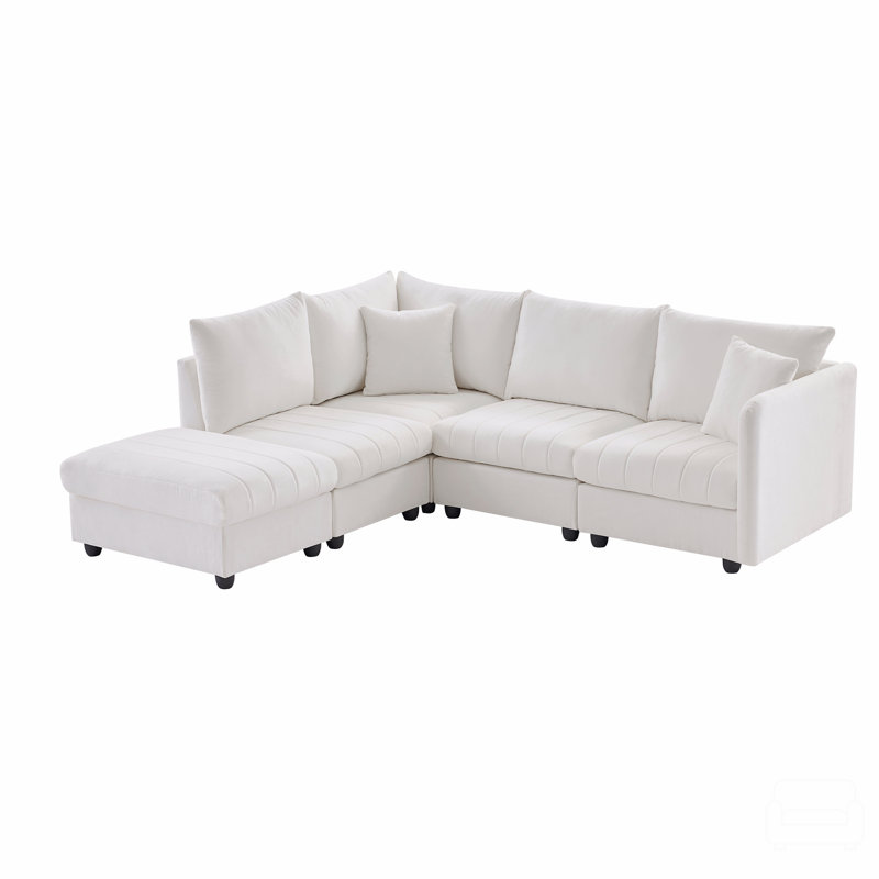 Emmilee Sectional, White Fabric